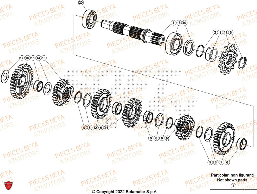 Arbre Secondaire AZMOTORS Pieces Beta RR 200 X-PRO 2T - 2025