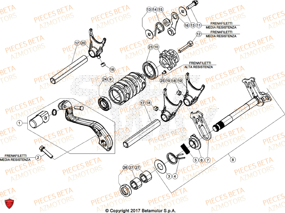 Selecteur De Vitesses AZMOTORS Pieces Beta RR 200 X-PRO 2T - 2025