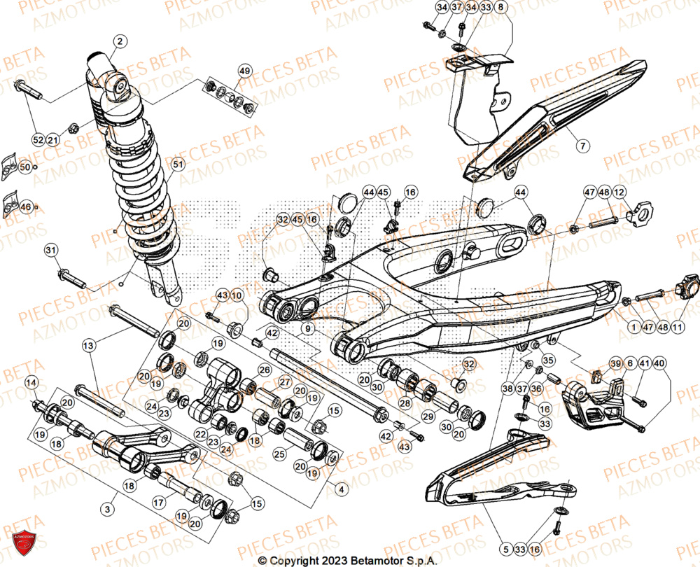 Bras Oscillant AZMOTORS Pieces BETA ENDURO XTRAINER 250 2T - (2025) EURO5+