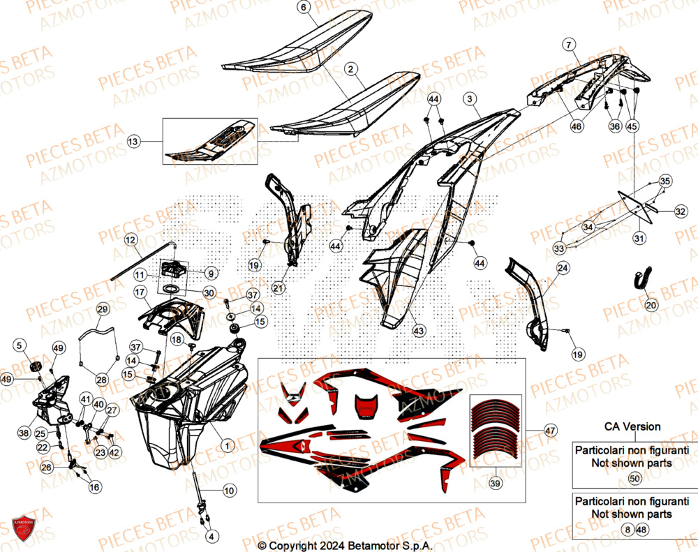 Carenage Arriere AZMOTORS Pieces BETA ENDURO XTRAINER 250 2T - (2025) EURO5+