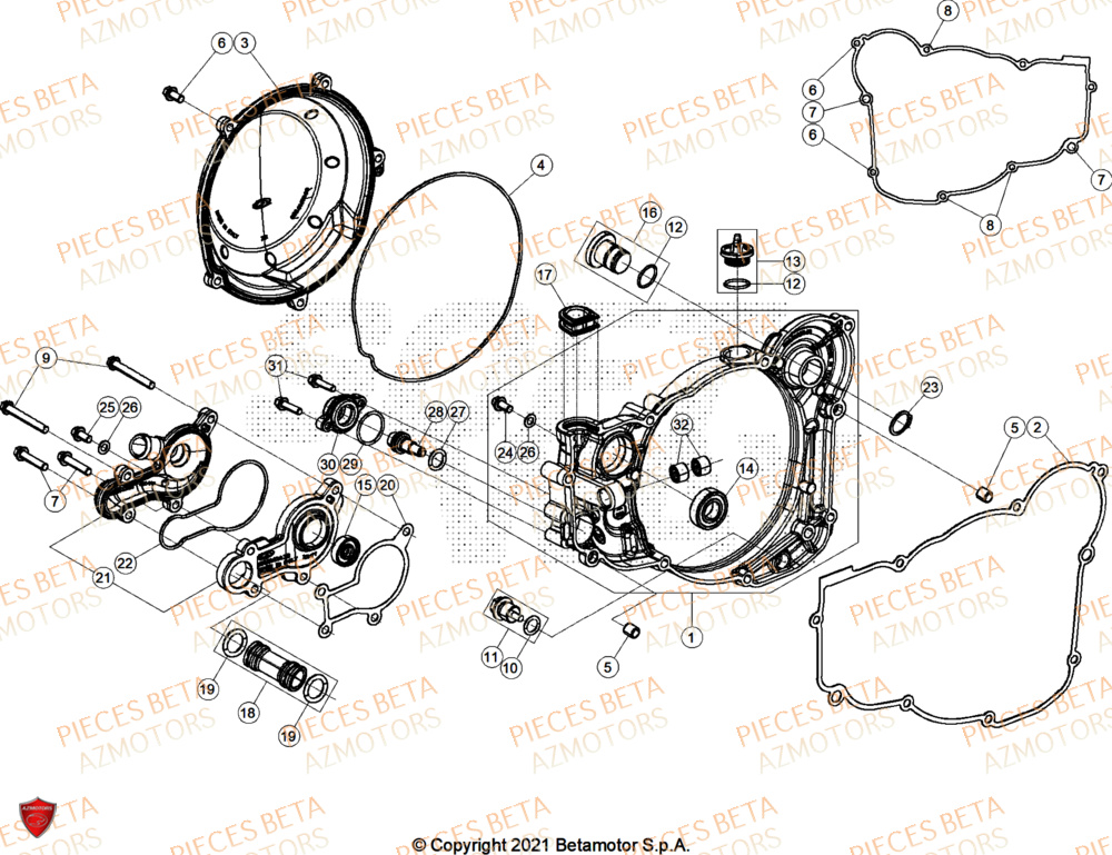 Couvercle Embrayage AZMOTORS Pieces BETA ENDURO XTRAINER 250 2T - (2025) EURO5+