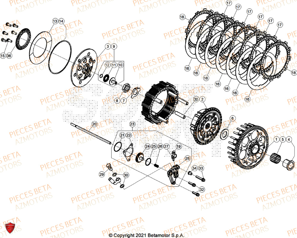 Embrayage AZMOTORS Pieces BETA ENDURO XTRAINER 250 2T - (2025) EURO5+