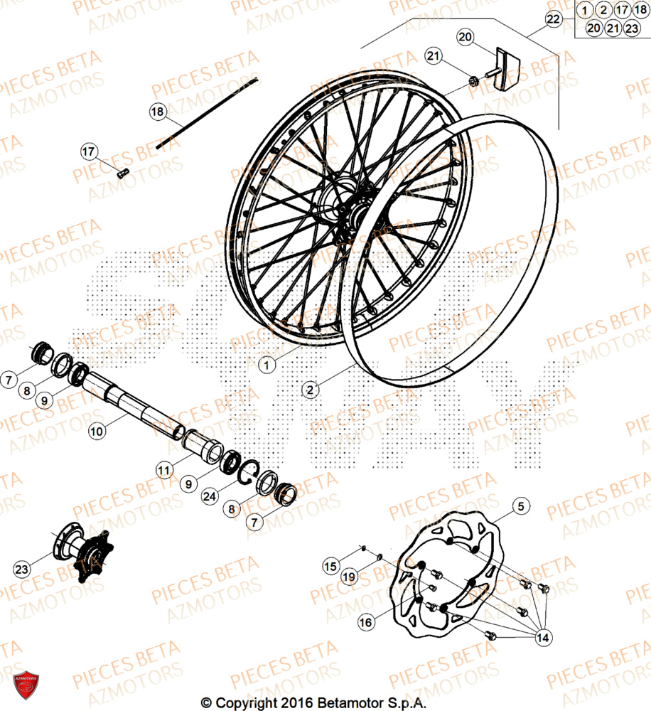Roue Avant AZMOTORS Pieces BETA ENDURO XTRAINER 250 2T - (2025) EURO5+