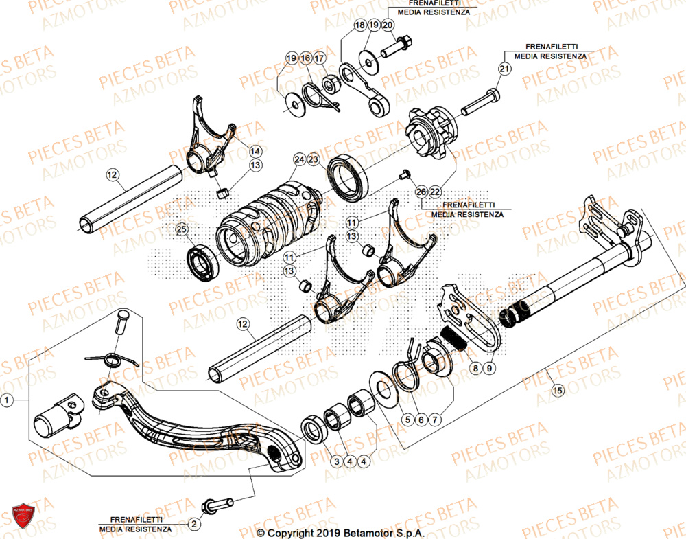 Selecteur De Vitesses AZMOTORS Pieces BETA ENDURO XTRAINER 250 2T - (2025) EURO5+