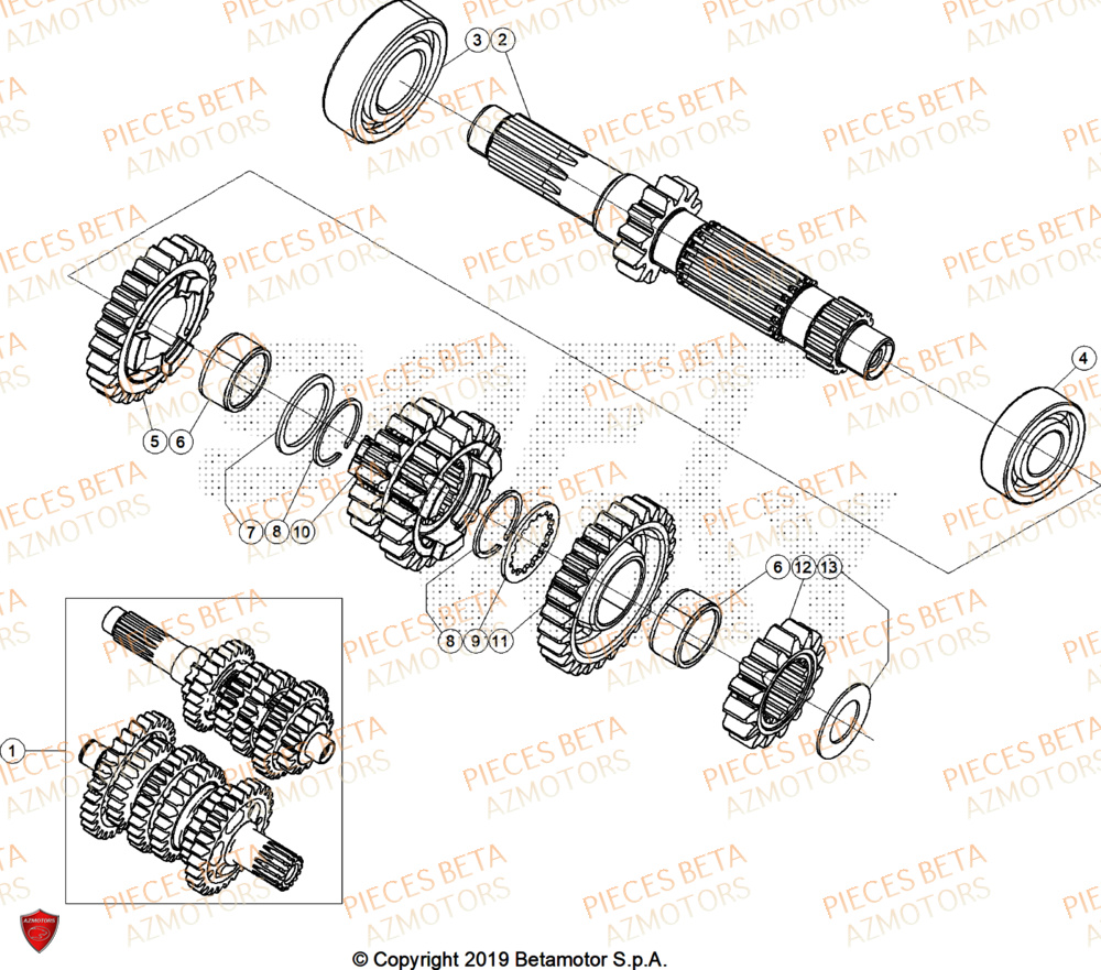 Transmission AZMOTORS Pieces BETA ENDURO XTRAINER 250 2T - (2025) EURO5+