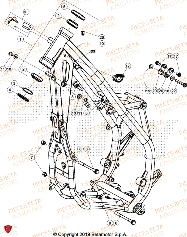 Chassis AZMOTORS Pieces BETA ENDURO XTRAINER 300 2T - (2025) EURO5+
