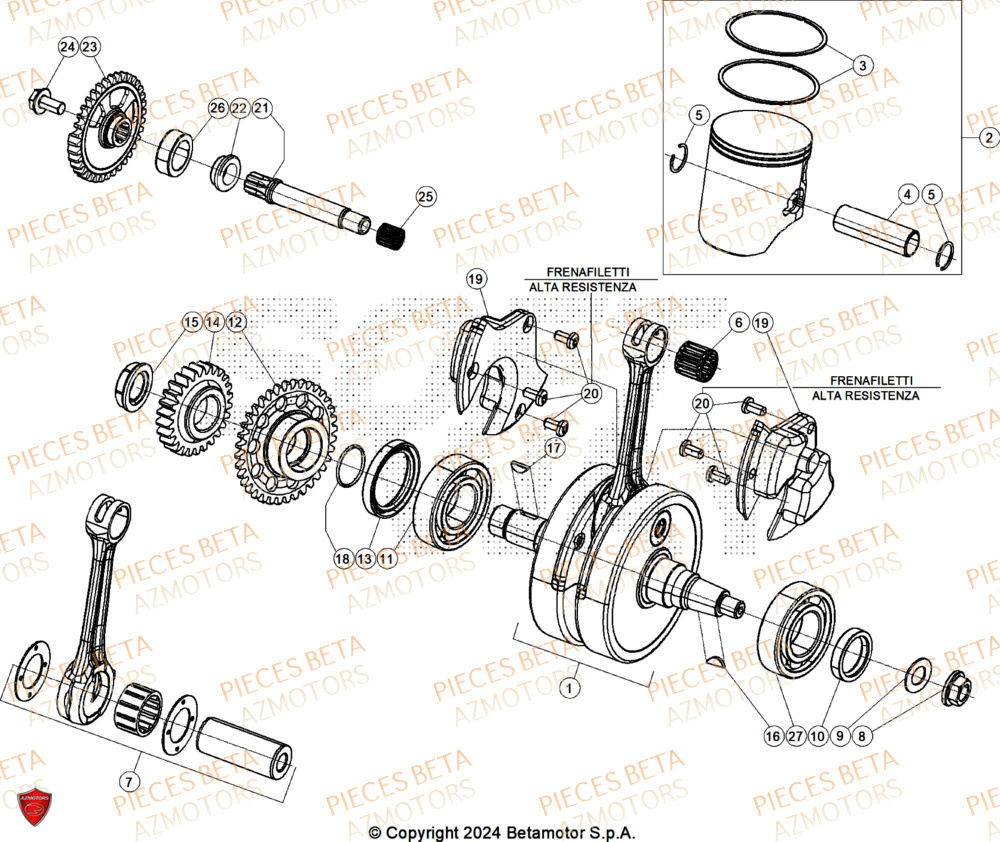 Vilebrequin AZMOTORS Pieces BETA ENDURO XTRAINER 300 2T - (2025) EURO5+
