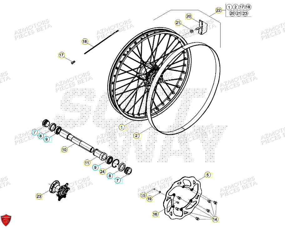 Roue Avant AZMOTORS Pieces BETA ENDURO XTRAINER 250 2T - (2024)