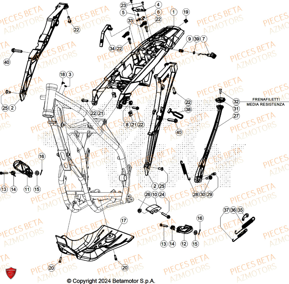 Accessoires Du Chassis AZMOTORS Pieces BETA ENDURO XTRAINER 250 2T - (2025)