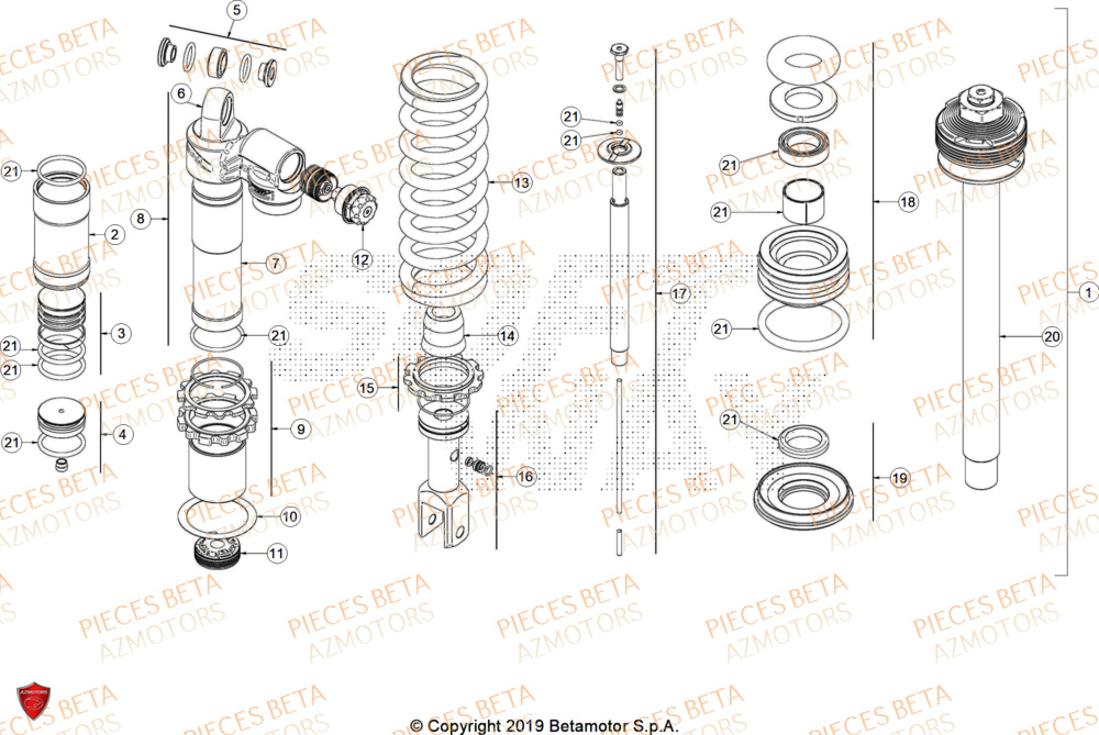 Amortisseur AZMOTORS Pieces BETA ENDURO XTRAINER 250 2T - (2025)