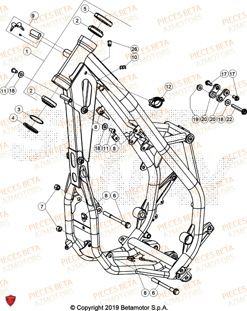 Chassis AZMOTORS Pieces BETA ENDURO XTRAINER 250 2T - (2025)
