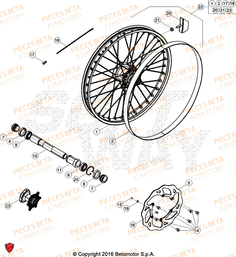 Roue Avant AZMOTORS Pieces BETA ENDURO XTRAINER 250 2T - (2025)