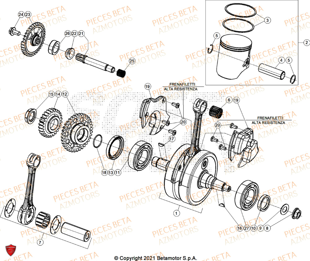Vilebrequin AZMOTORS Pieces BETA ENDURO XTRAINER 250 2T - (2025)
