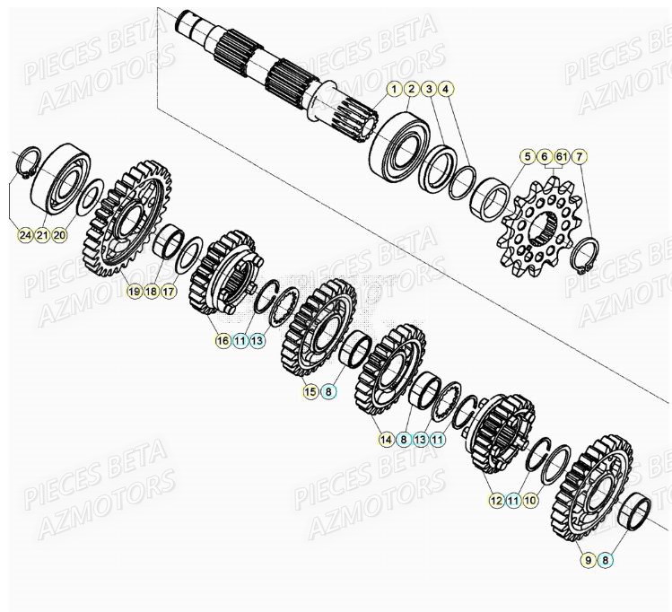 Transmission AZMOTORS Pieces BETA RR XTRAINER 250 2T - (2020)