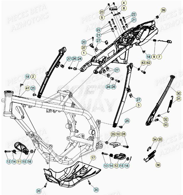 Accessoires Chassis AZMOTORS Pieces BETA RR XTRAINER 250 2T - (2021)