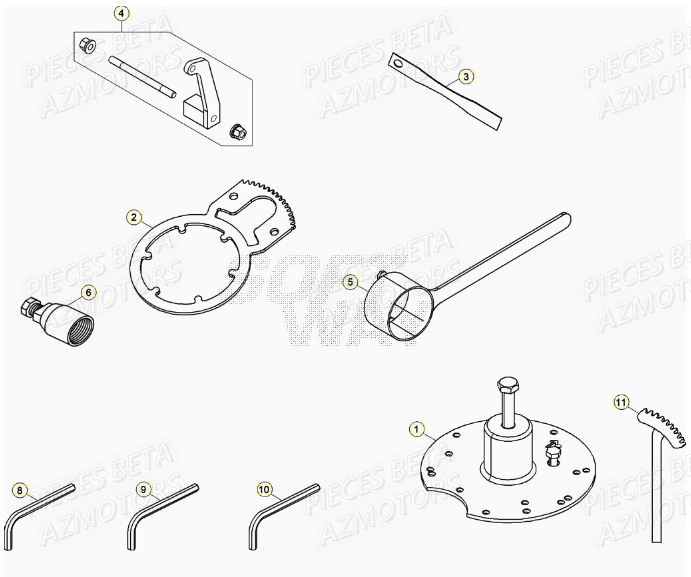 Outils Speciaux AZMOTORS Pieces BETA RR XTRAINER 250 2T - (2021)
