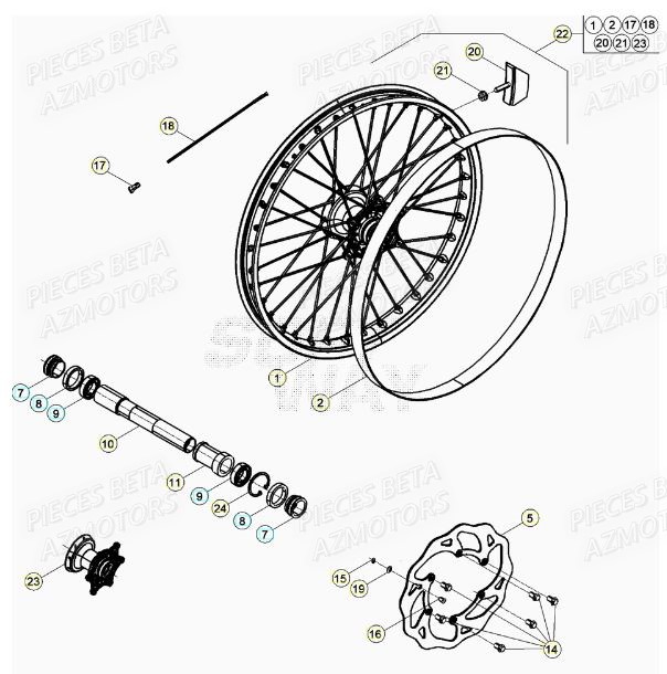 Roue Avant AZMOTORS Pieces BETA RR XTRAINER 250 2T - (2021)