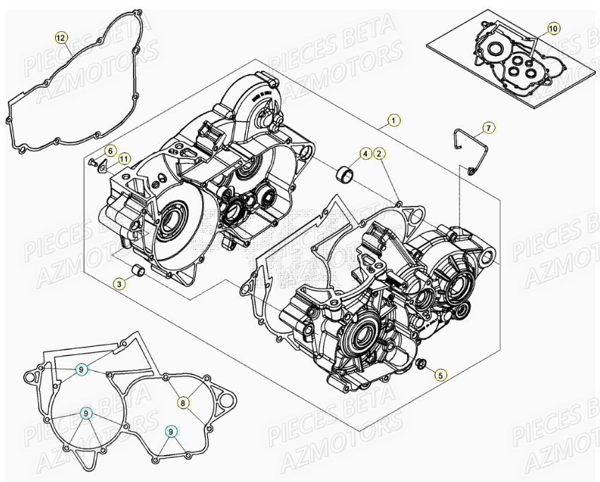 Carter Moteur AZMOTORS Pieces BETA RR XTRAINER 250 2T - (2022)