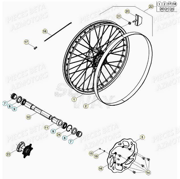Roue Avant AZMOTORS Pieces BETA RR XTRAINER 250 2T - (2022)