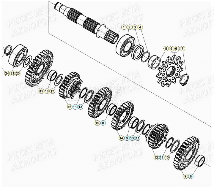 Transmission AZMOTORS Pieces BETA RR XTRAINER 250 2T - (2022)