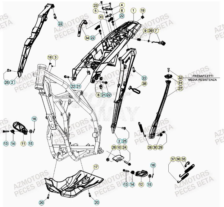 Accessoires Du Chassis AZMOTORS Pieces BETA RR XTRAINER 250 2T - (2023)