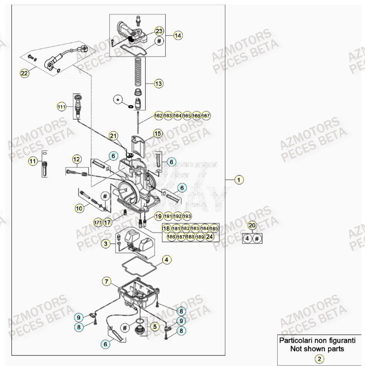 Carburateur AZMOTORS Pieces BETA RR XTRAINER 250 2T - (2023)
