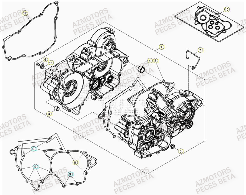 Carter Moteur AZMOTORS Pieces BETA RR XTRAINER 250 2T - (2023)