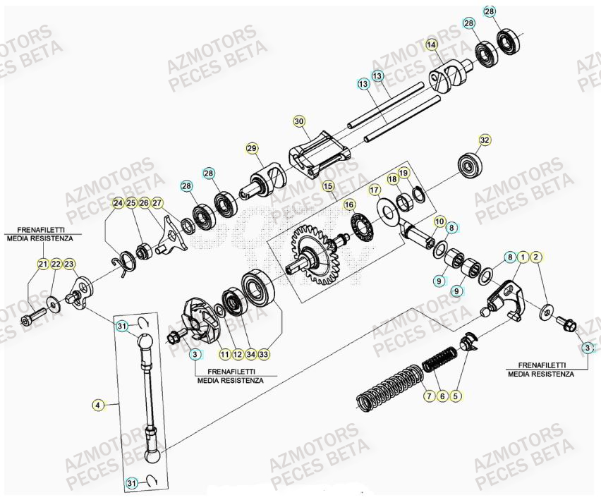 Culbuteur AZMOTORS Pieces BETA RR XTRAINER 250 2T - (2023)
