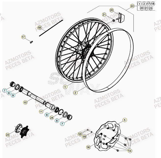 Roue Avant AZMOTORS Pieces BETA RR XTRAINER 250 2T - (2023)