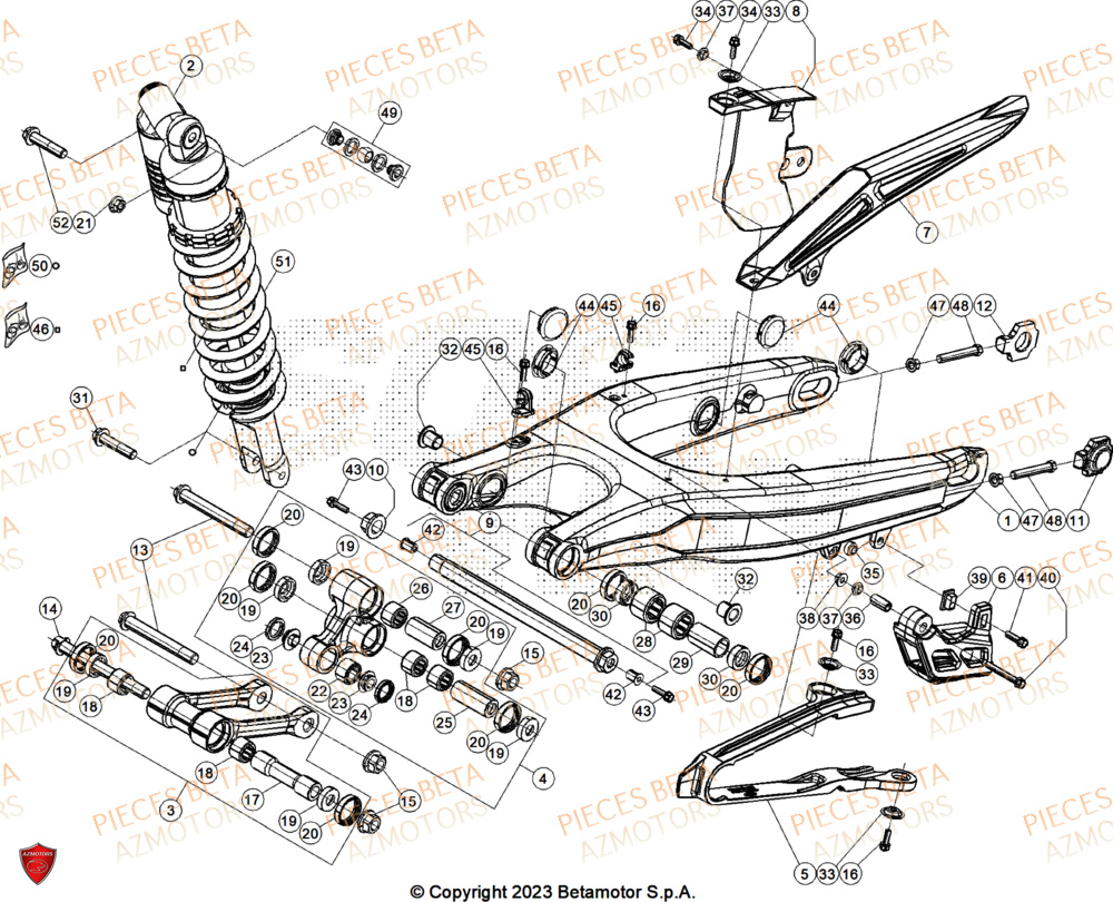 Bras Oscillant AZMOTORS Pieces BETA ENDURO XTRAINER 300 2T - (2025)