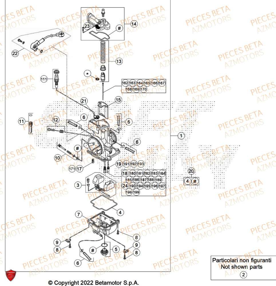 Carburateur AZMOTORS Pieces BETA ENDURO XTRAINER 300 2T - (2025)