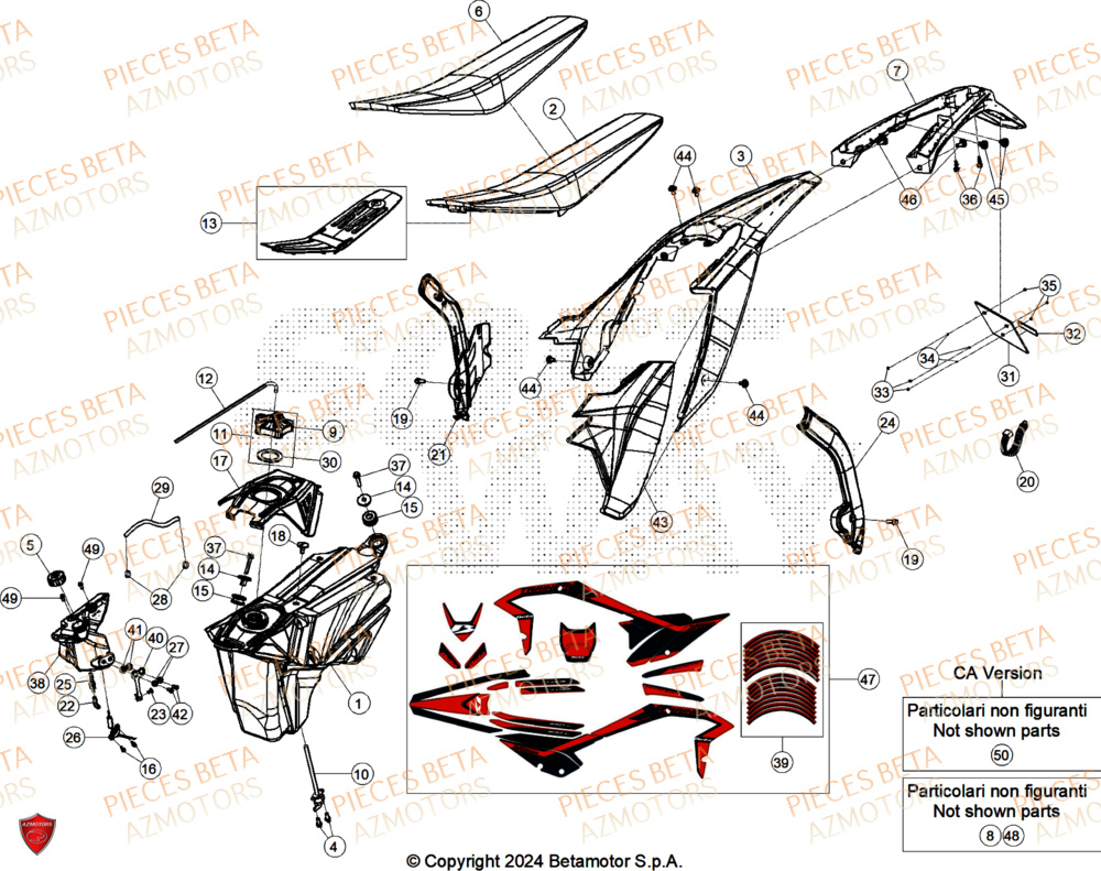 Carenages Arriere AZMOTORS Pieces BETA ENDURO XTRAINER 300 2T - (2025)