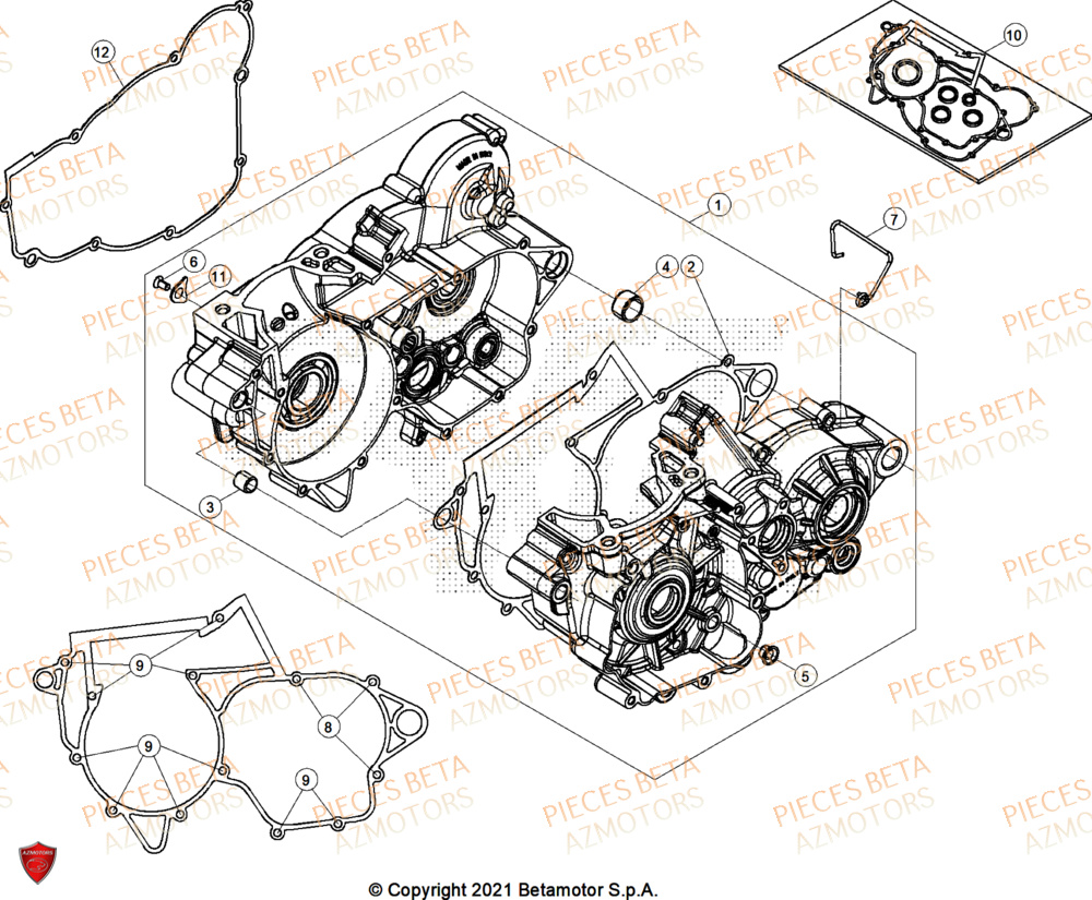 Carter Moteur AZMOTORS Pieces BETA ENDURO XTRAINER 300 2T - (2025)