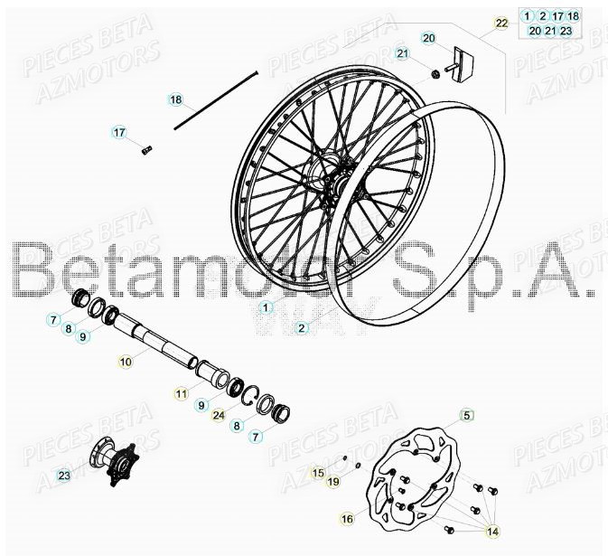 Roue Avant AZMOTORS PiÃ¨ces BETA RR XTRAINER 300 2T - [2019]