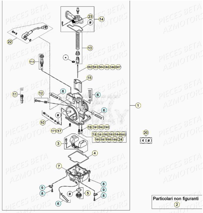 Carburateur AZMOTORS Pieces BETA RR XTRAINER 300 2T - (2020)