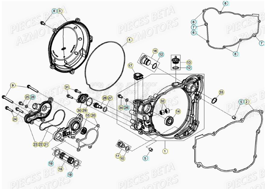 Couvercle Embrayage AZMOTORS Pieces BETA RR XTRAINER 300 2T - (2021)