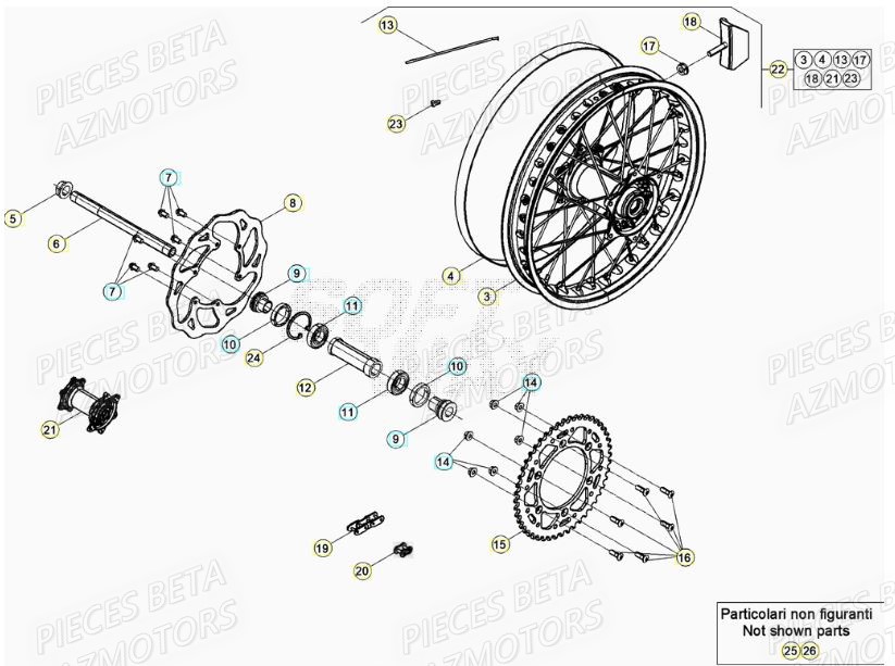 Roue Arriere AZMOTORS Pieces BETA RR XTRAINER 300 2T - (2021)