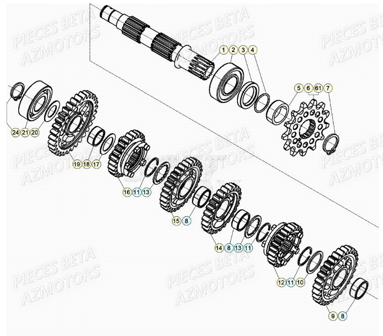 Transmission AZMOTORS Pieces BETA RR XTRAINER 300 2T - (2021)
