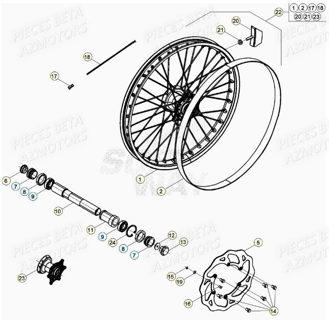 Roue Avant AZMOTORS Pieces BETA RR XTRAINER 300 2T - (2022)