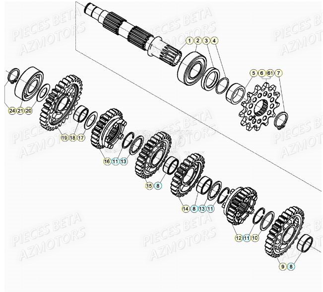 Transmission AZMOTORS Pieces BETA RR XTRAINER 300 2T - (2022)