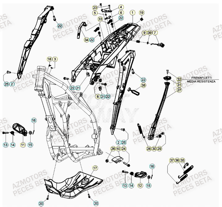 Accessoires Du Chassis AZMOTORS Pieces BETA RR XTRAINER 300 2T - (2023)