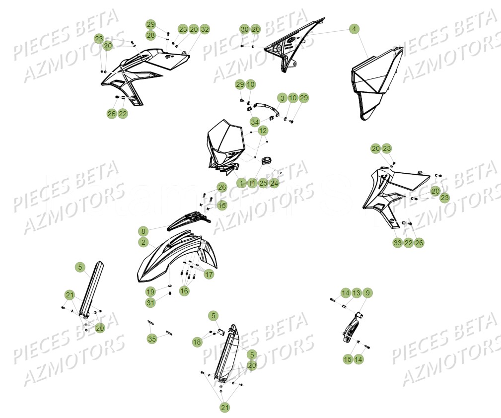 Carenages Reservoir AZMOTORS PiÃ¨ces BETA RR XTRAINER 300 2T - (2018)