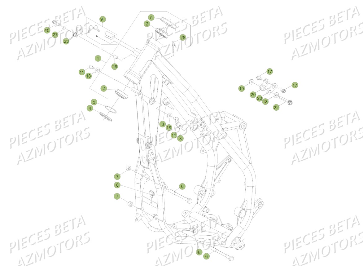 Chassis AZMOTORS PiÃ¨ces BETA RR XTRAINER 300 2T - (2018)